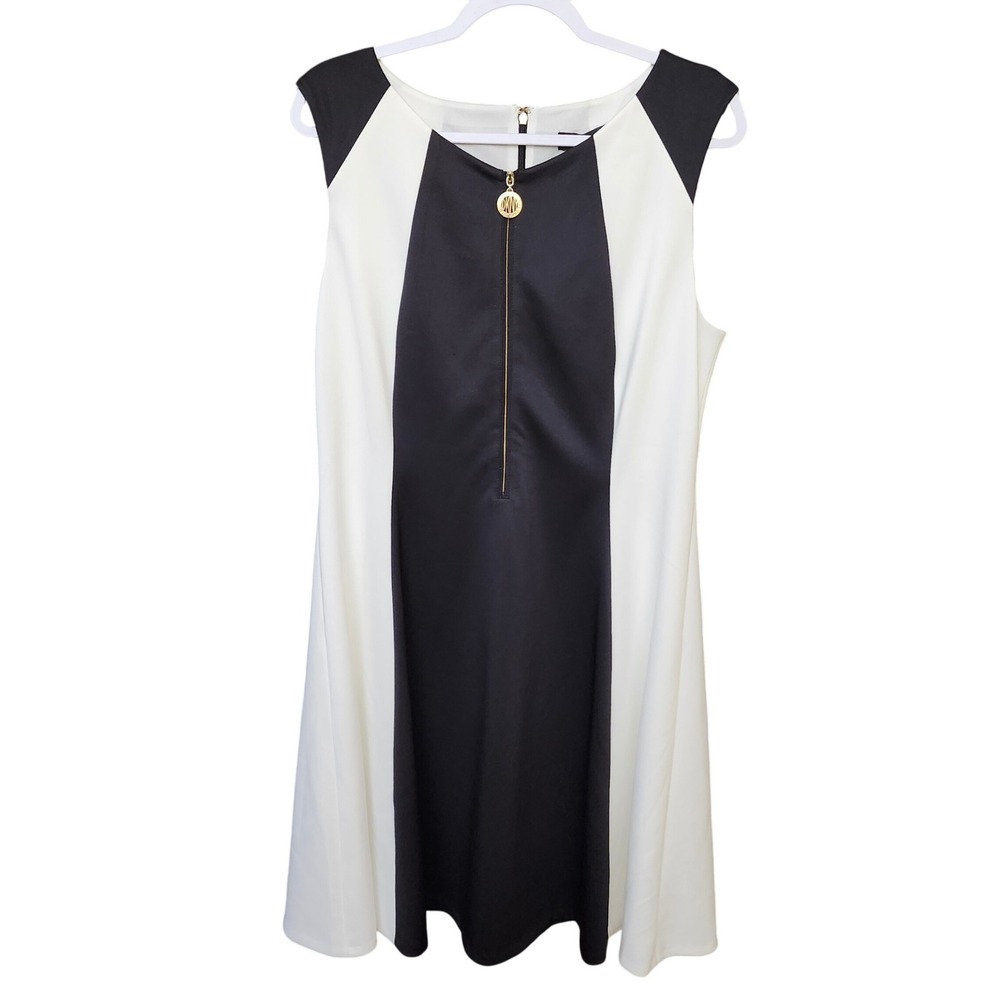 DKNY Womens Dress Size 16 Sleeveless Color Block A Line Gold Zipper New With Tag